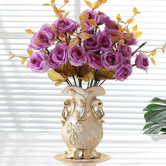 Vase Céramique Doré Fleurs