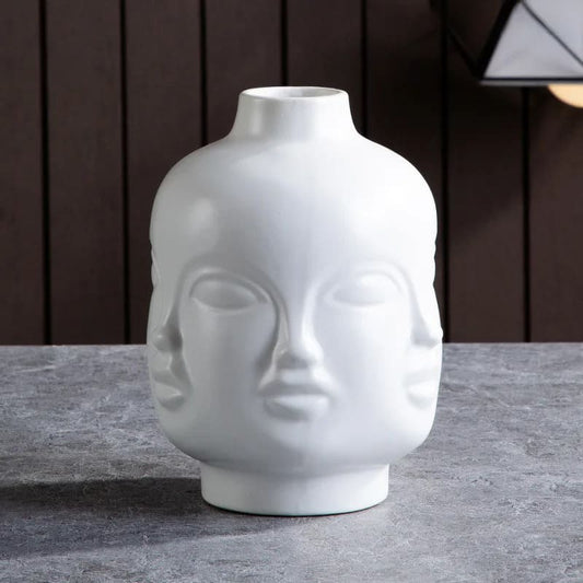Vase Céramique Visage Blanc