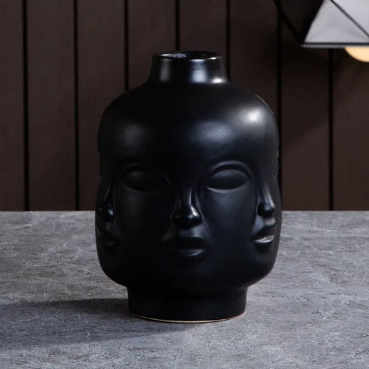Vase Céramique Visage Noir