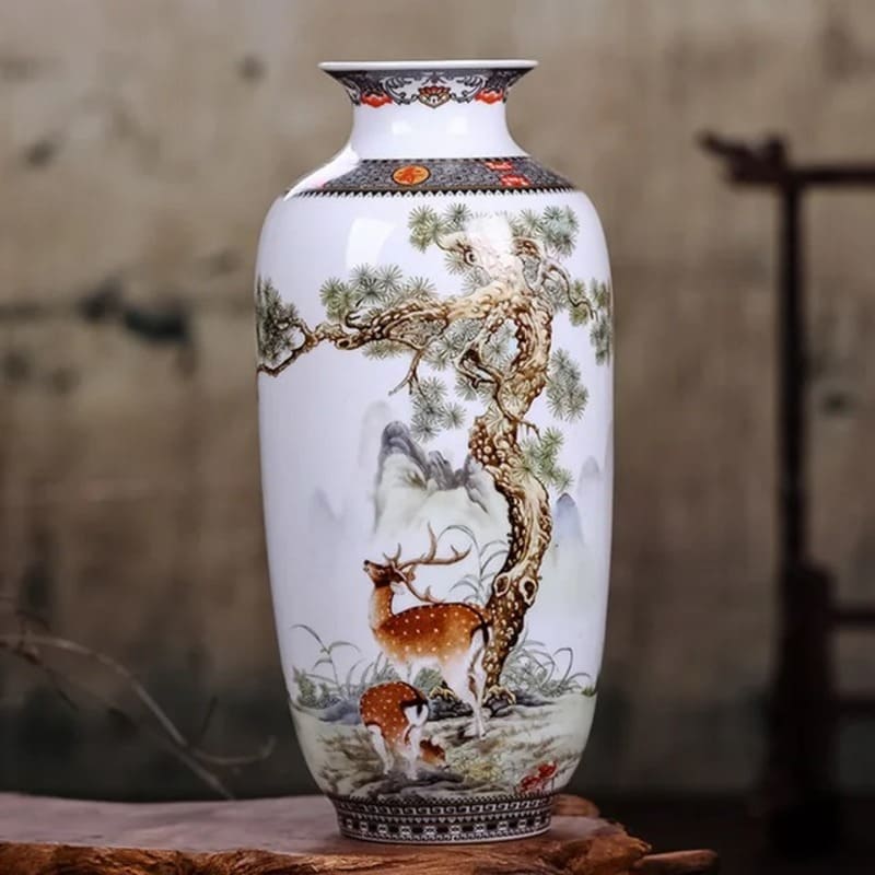 Vase Chinois Blanc Cerf