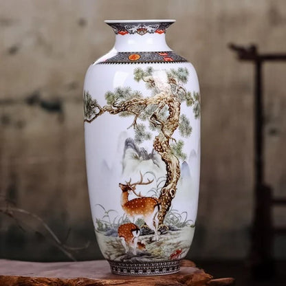 Vase Chinois Blanc Cerf