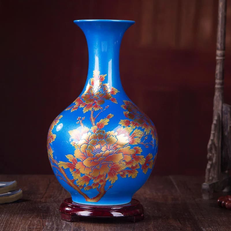 Vase Chinois Bleu Céramique