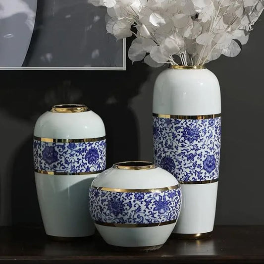 Vase Chinois Bleu et Blanc Céramique