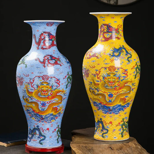 Vase Chinois Dragon Céramique