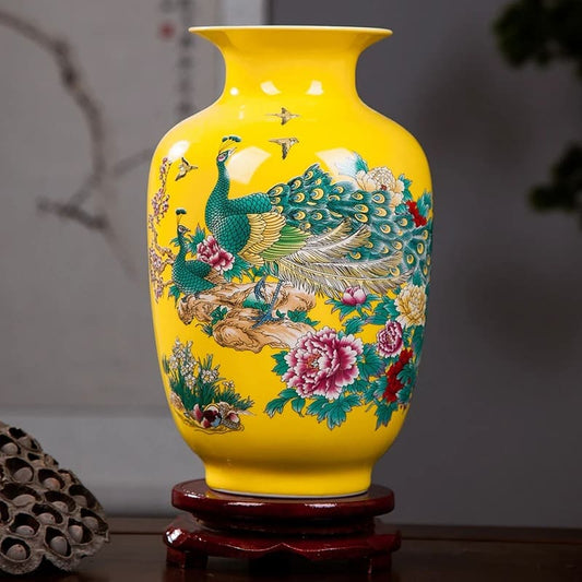 Vase Chinois Paon Céramique