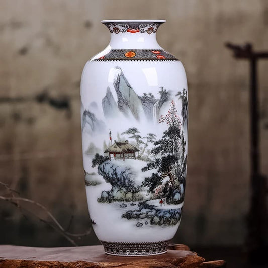 Vase Chinois avec Paysage Ancien