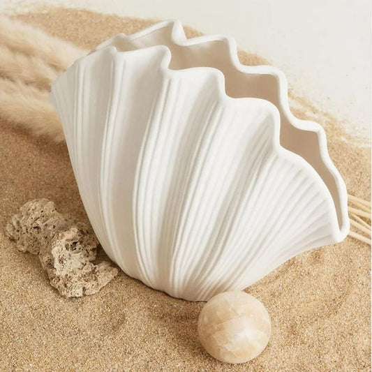 Vase Coquillage Blanc Sable