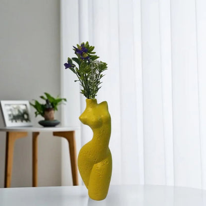 Vase Corps de Femme Jaune