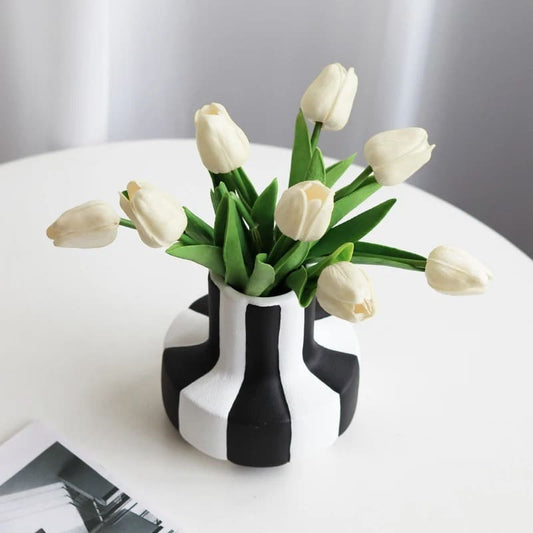 Vase Déco Noir et Blanc Design
