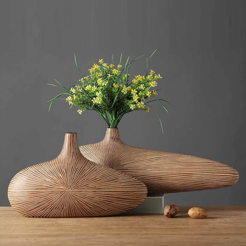 Vase Imitation Bois Beige