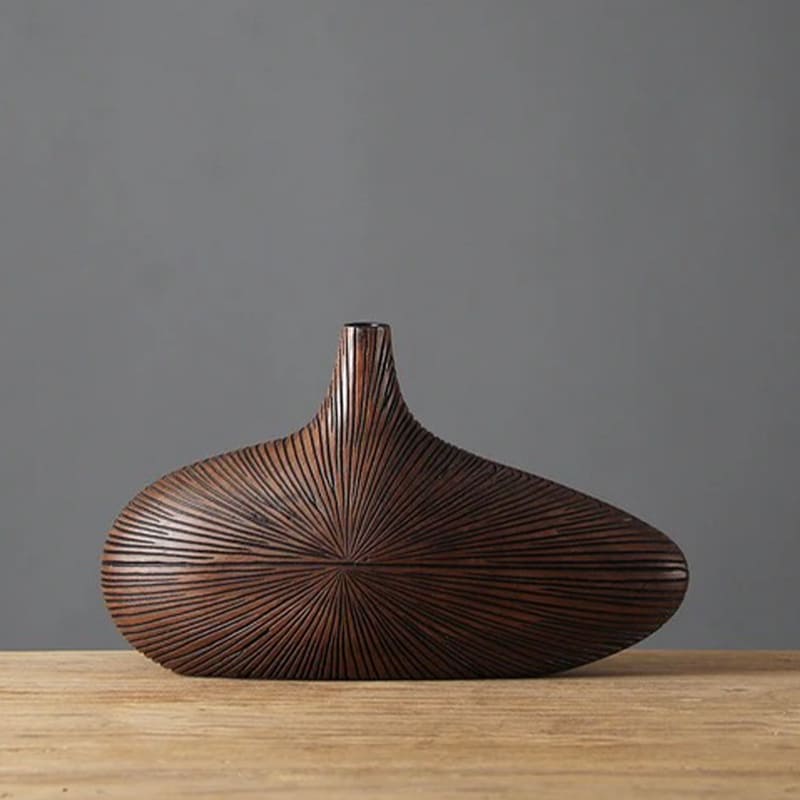 Vase Imitation Bois Marron 36.5cm