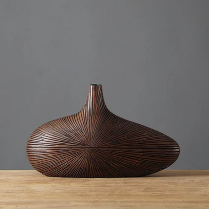 Vase Imitation Bois Marron 36.5cm