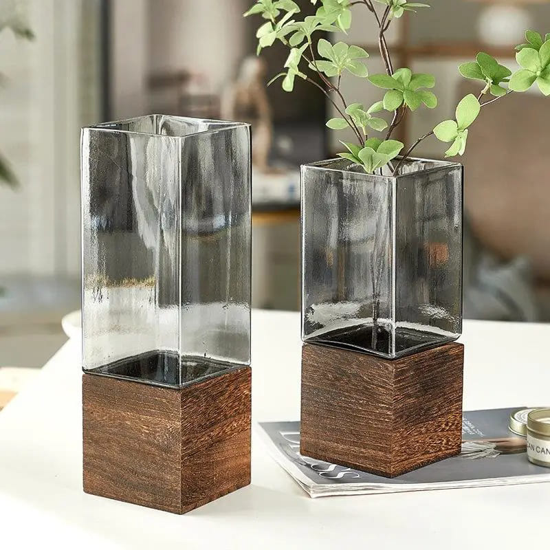 Vase Rectangulaire Transparent en Bois