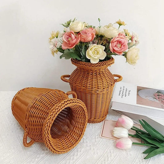 Vase Rotin pour Pampa Fleur