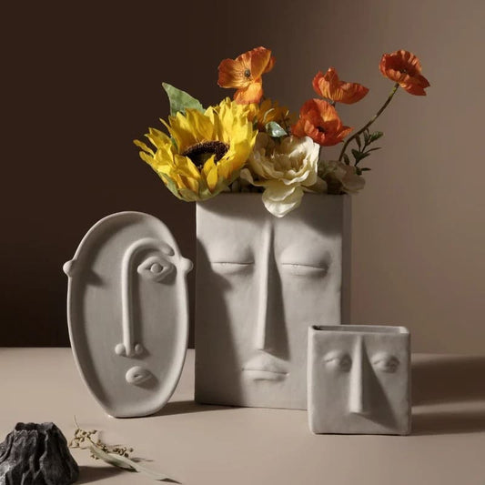 Vase Visage Abstrait Fleur