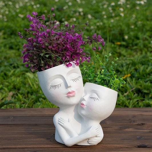 Vase Visage Femme et Enfant Pot