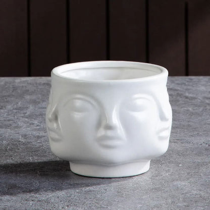 Vase Visage Humain Blanc