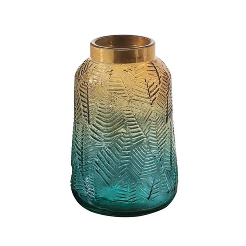 Vase de Couleur en Verre Jaune et Bleu