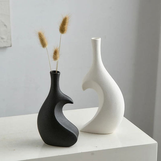 Vase en Forme de Cœur Noir et Blanc
