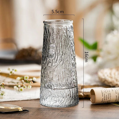 Vase en Verre Strié Gris