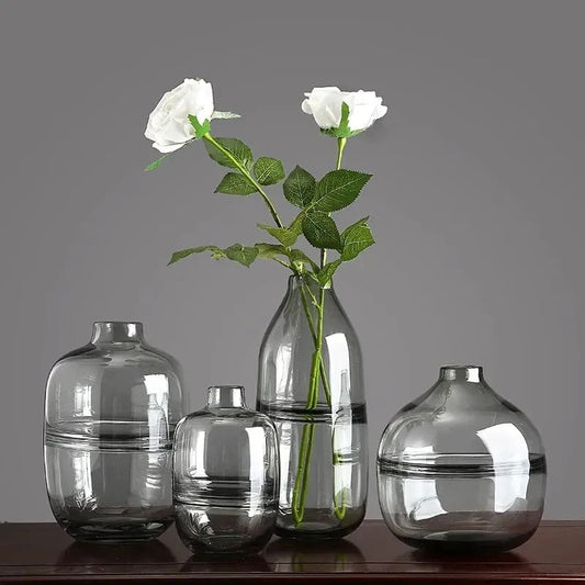 Vase en Verre Transparent Gris